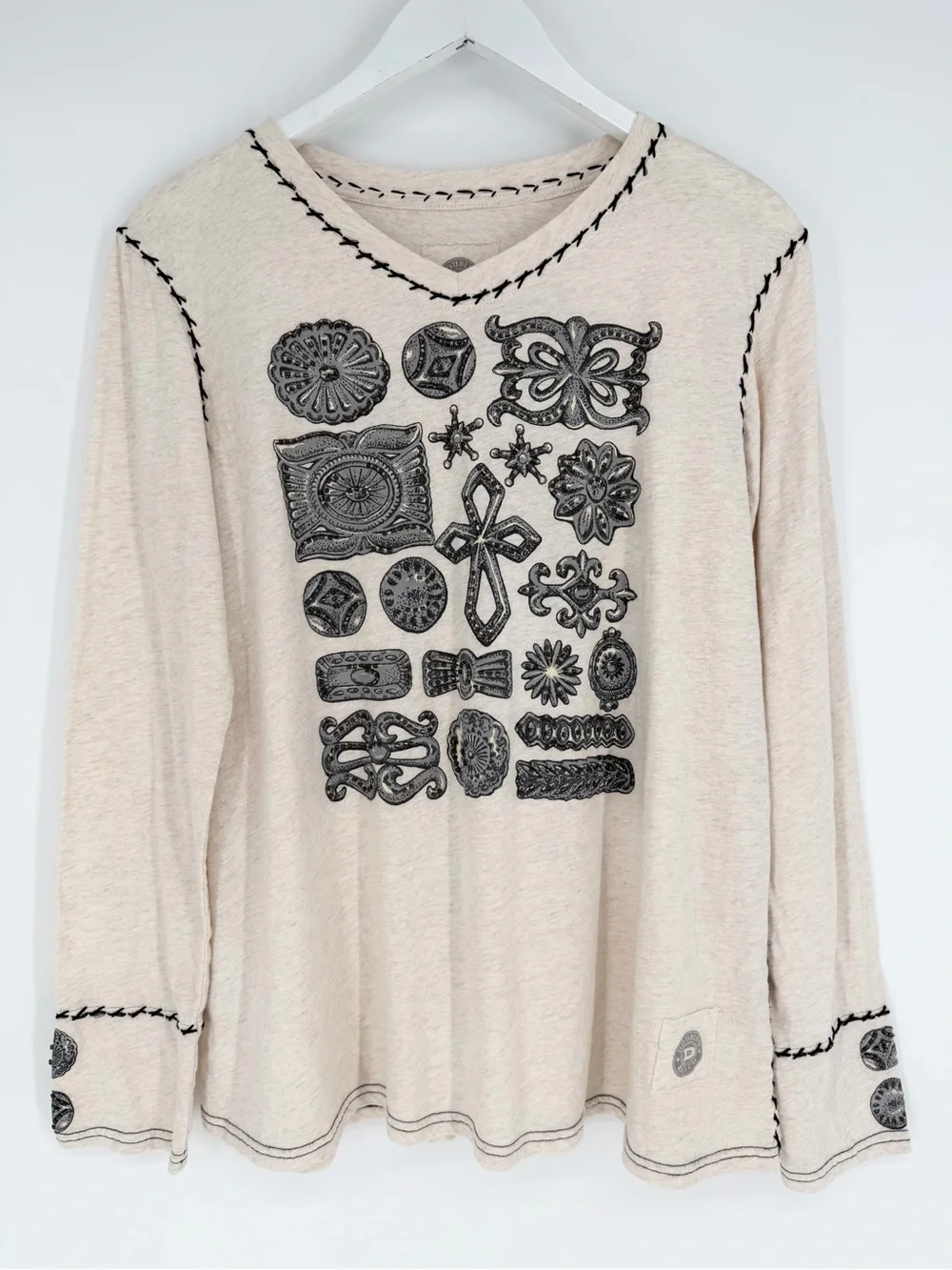 Double D Ranch Long Sleeve Top Beaded - Picture 1 of 10